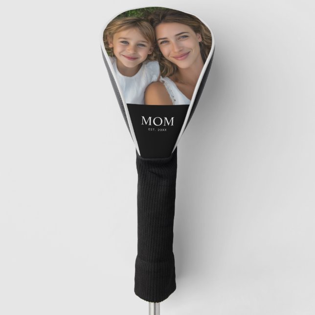 Mom Established Modern Script Photo  Golf Head Cover (Front)
