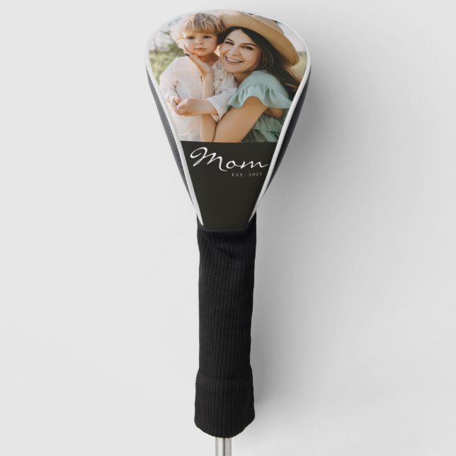 Mom Established Modern Script Photo Golf Head Cover (Front)