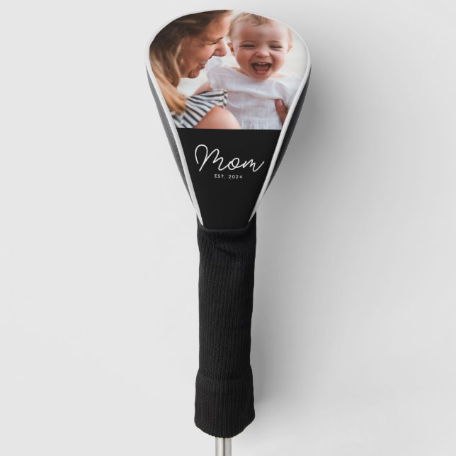Mom Established Modern Script Photo Golf Head Cover (Front)