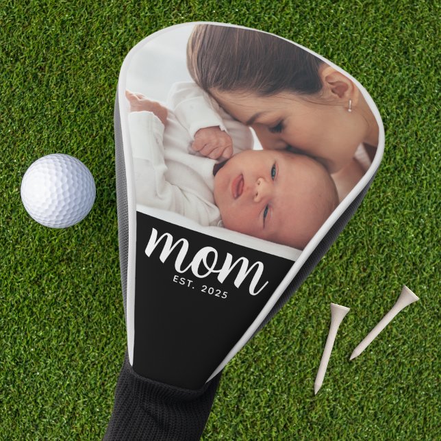 Mom Established Modern Script Photo Golf Head Cover (Creator Uploaded)