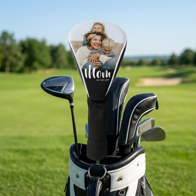 Mom Established Modern Script Photo Golf Head Cover (Mom Established Modern Script Photo Golf Head Cover)