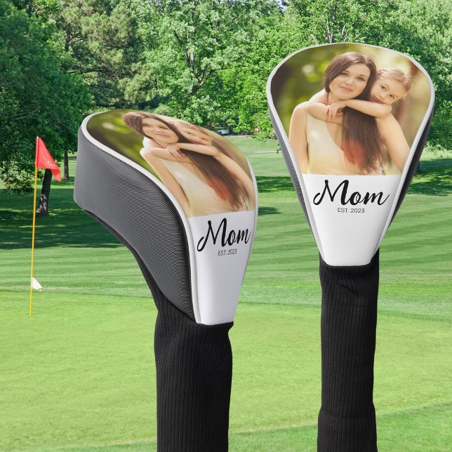 Mom Established Modern Script Photo Golf Head Cover (Creator Uploaded)