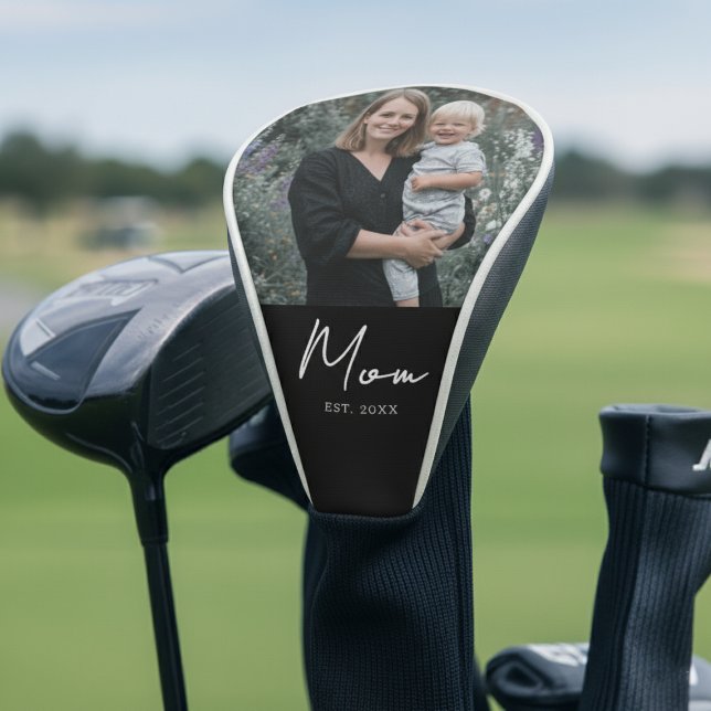 Mom Established Modern Script Photo Golf Head Cover (Creator Uploaded)