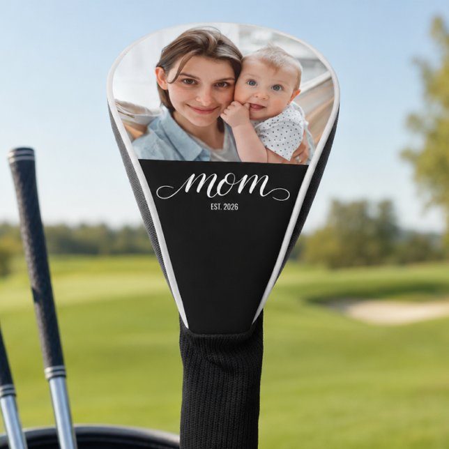 Mom Established Modern Script Photo  Golf Head Cover (Creator Uploaded)