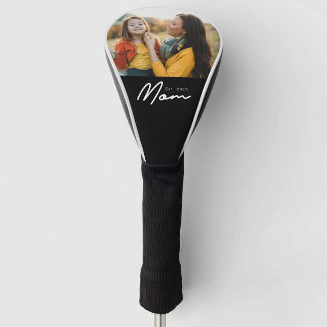 Mom Established Modern Script Photo Golf Head Cover (Front)