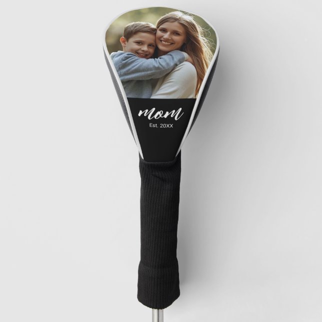 Mom Established Modern Script Photo Golf Head Cover (Front)