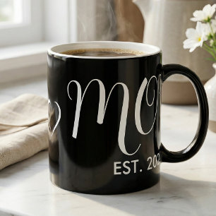 Mom Established New Mom Big Script Heart Two-Tone Coffee Mug
