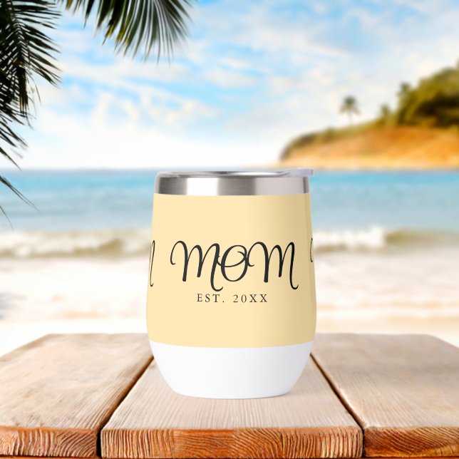 Mom Established New Mom Gift Black Script (Beach)