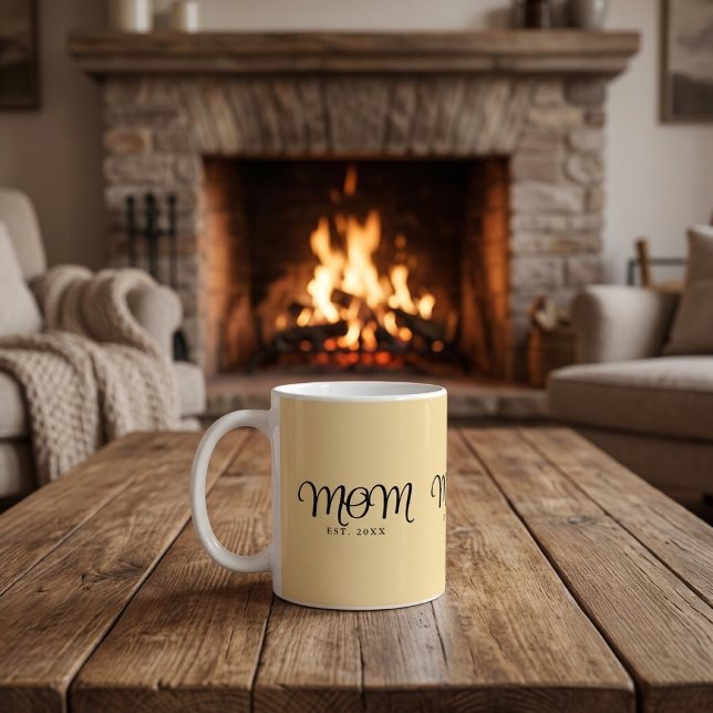 Mom Established New Mom Gift Black Script Coffee Mug (Mom Established New Mom Gift Black Script Coffee Mug)