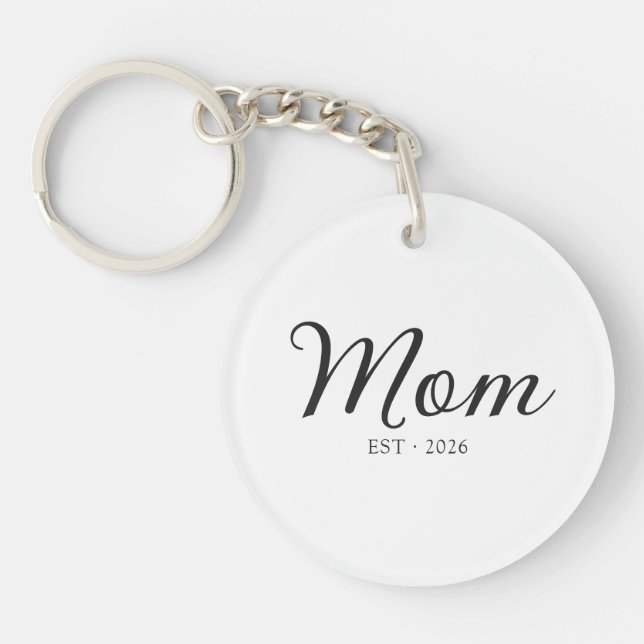 Mom Established New Mom Gift Keychain (Front)