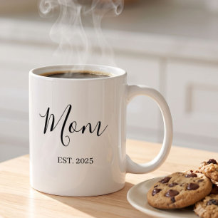 Mom Established New Mom Gift Minimalist Coffee Mug