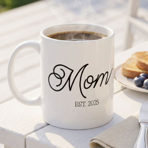 Mom Established New Mom Gift Minimalist Coffee Mug