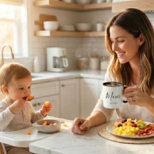 Mom Established New Mom Gift Minimalist Two-Tone Coffee Mug