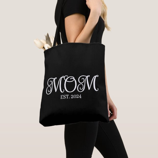 Mom Established New Mom Gift Tote Bag (Close Up)