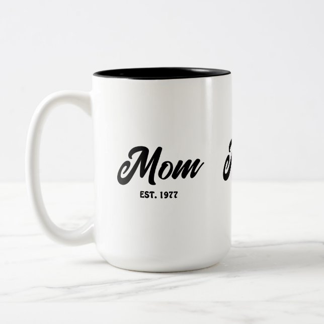 Mom Established New Mom Gift Two-Tone Coffee Mug (Left)