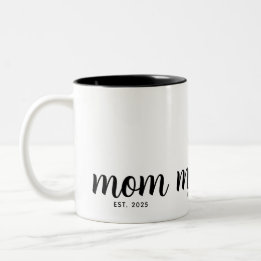 Mom Established New Mom Gift Two-Tone Coffee Mug