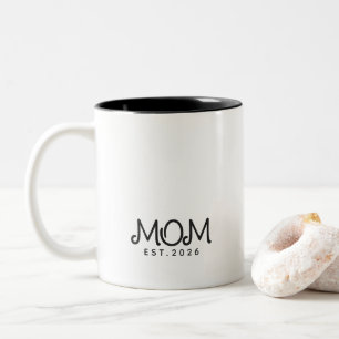 Mom Established New Mom Gift Two-Tone Coffee Mug