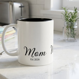 Mom Established New Mom Gift Two-Tone Coffee Mug