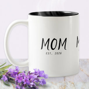 Mom Established New Mom Gift Two-Tone Coffee Mug