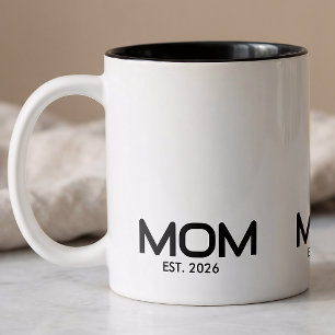 Mom Established New Mom Gift  Two-Tone Coffee Mug