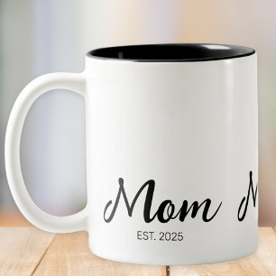 Mom Established New Mom Gift  Two-Tone Coffee Mug