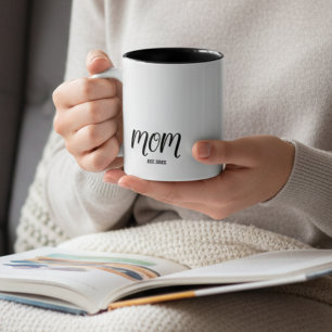 Mom Established New Mom Gift Two-Tone Coffee Mug