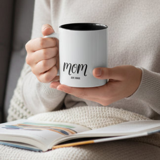 Mom Established New Mom Gift Two-Tone Coffee Mug