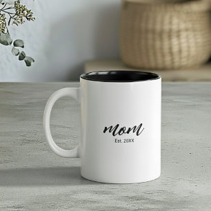 Mom Established New Mom Gift Two-Tone Coffee Mug