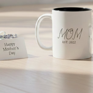 Mom Established New Mom Gift Two-Tone Coffee Mug