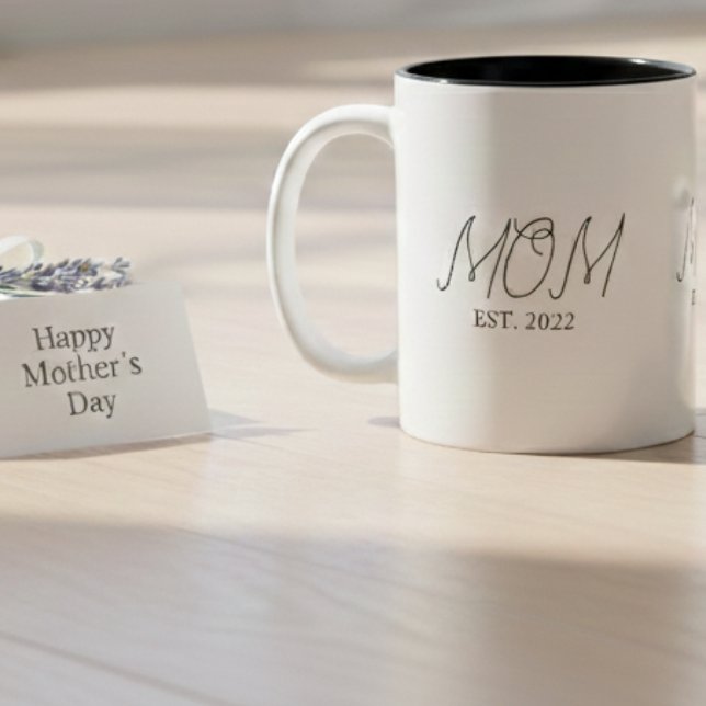 Mom Established New Mom Gift Two-Tone Coffee Mug (Creator Uploaded)