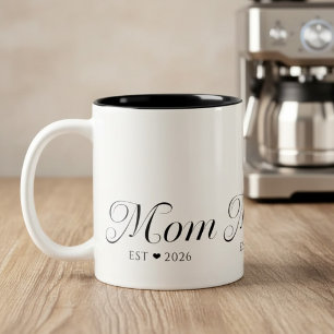 Mom Established New Mom Gift Two-Tone Coffee Mug