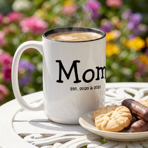 Mom Established New Mom Gift Two-Tone Coffee Mug