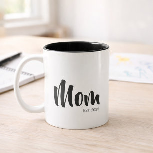Mom Established New Mom Gift Two-Tone Coffee Mug