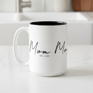 Mom Established New Mom Gift Two-Tone Coffee Mug