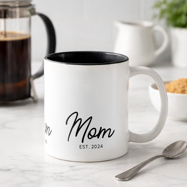 Mom Established New Mom Gift Two-Tone Coffee Mug (Creator Uploaded)