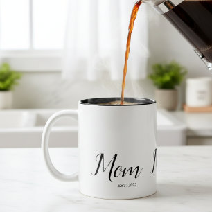 Mom Established New Mom Gift  Two-Tone Coffee Mug