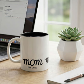 Mom Established New Mom Gift Two-Tone Coffee Mug