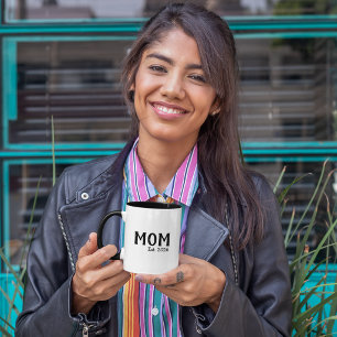 Mom Established New Mom Gift Two-Tone Coffee Mug