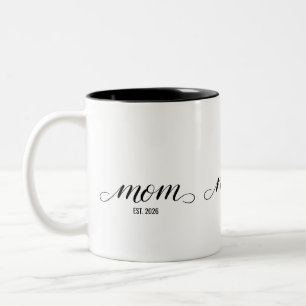 Mom Established New Mom Gift Two-Tone Coffee Mug