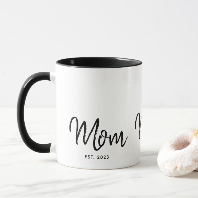 Mom Established New Mom Gift Two-Tone Coffee Mug (Avec donut)