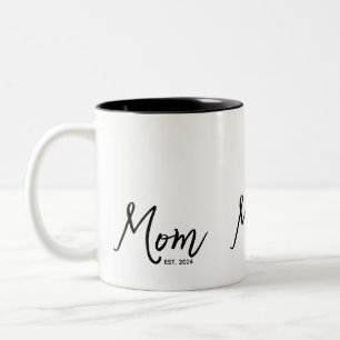 Mom Established New Mom Gift Two-Tone Coffee Mug