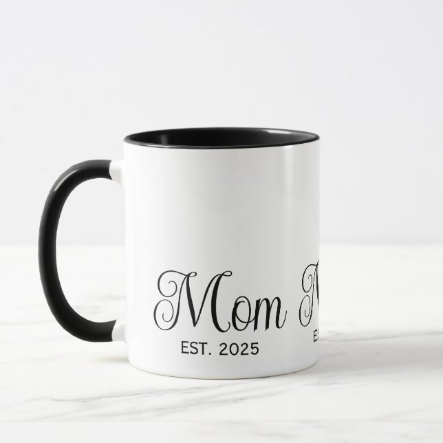 Mom Established New Mom Gift Two-Tone Coffee Mug (Left)