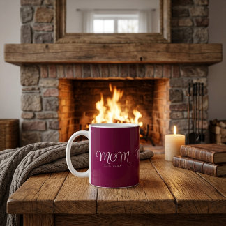 Mom Established New Mom Gift White Script Coffee Mug