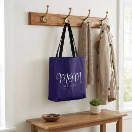 Mom Established New Mom Gift White Script Tote Bag