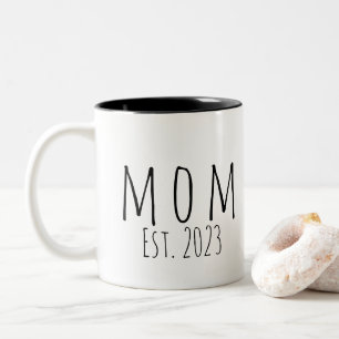 Mom Established New Mom Gift White Two-Tone Coffee Mug