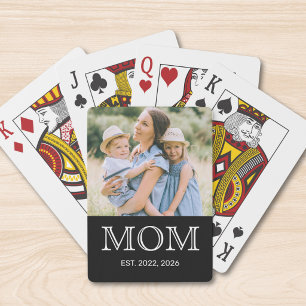 Mom Established Photo Black Playing Cards