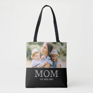 Mom Established Photo Black Tote Bag