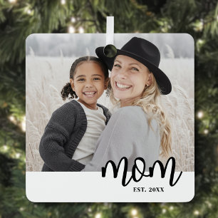 Mom Established Photo Christmas Metal Ornament