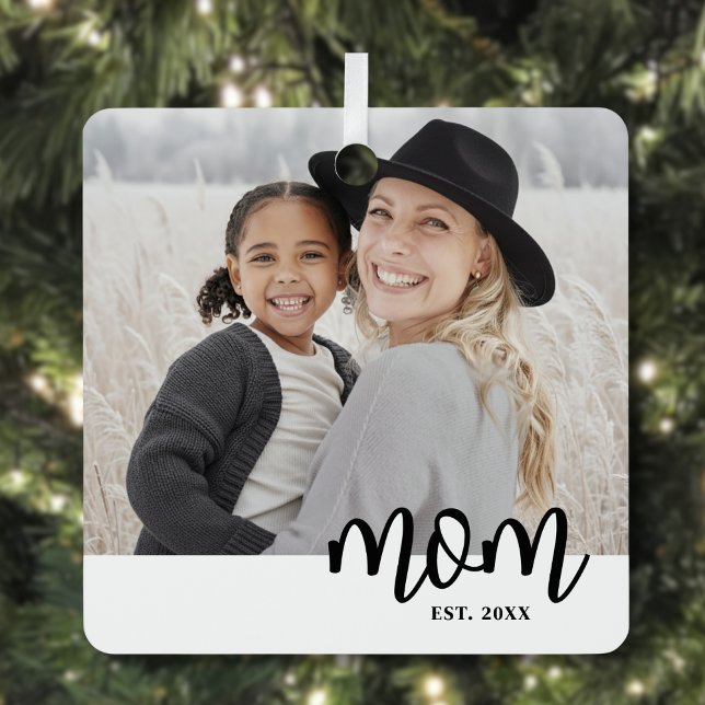 Mom Established Photo Christmas Metal Ornament (Mom Established Photo Christmas Metal Ornament )