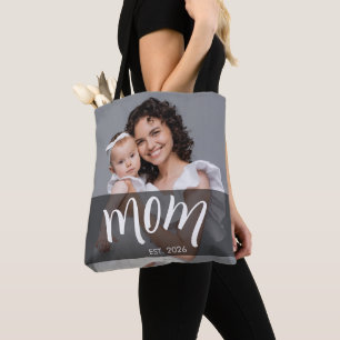 Mom Established Photo Gift for New Mama Tote Bag